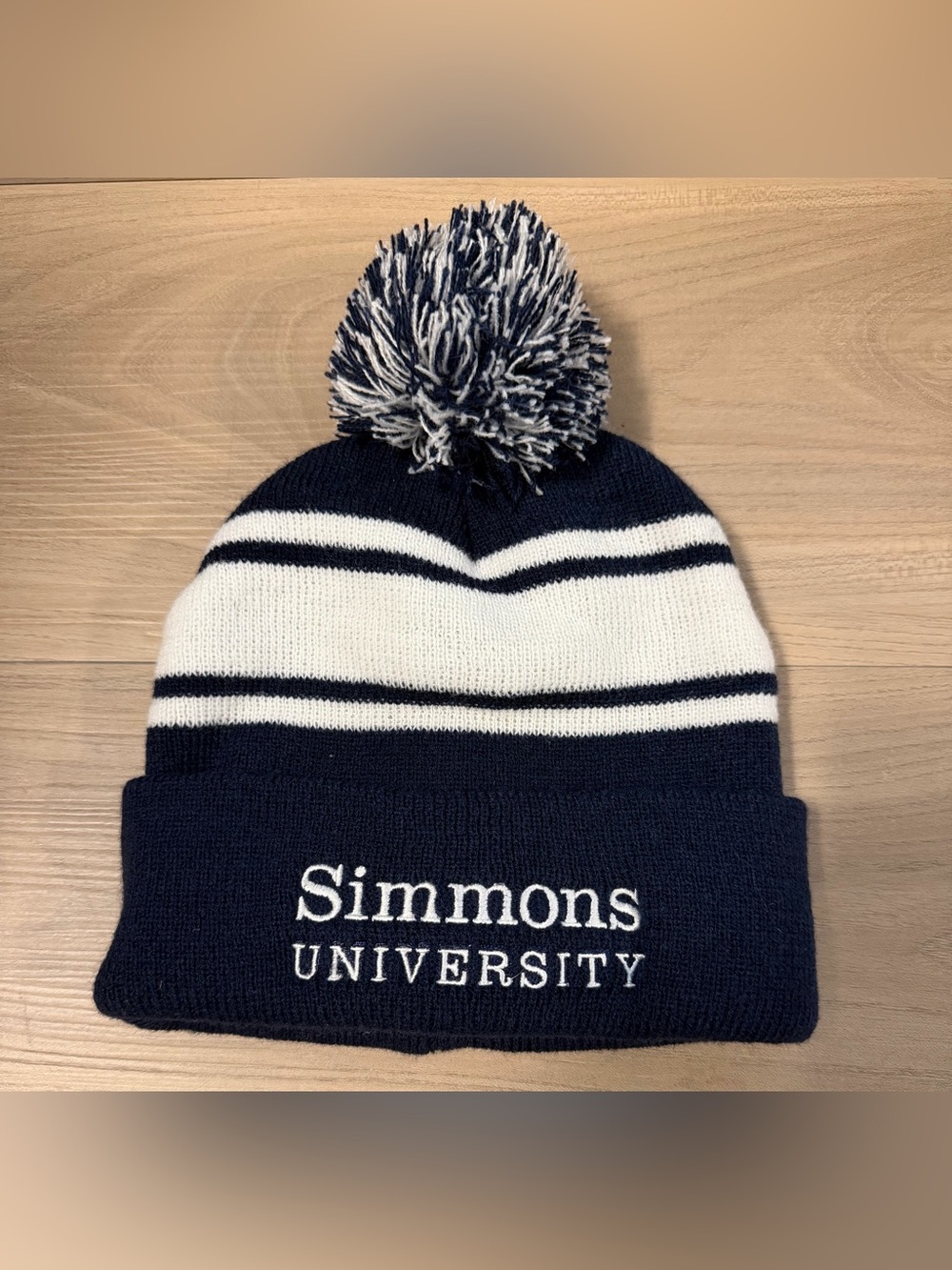 Simmons College University Beanie Blue White Hitwear